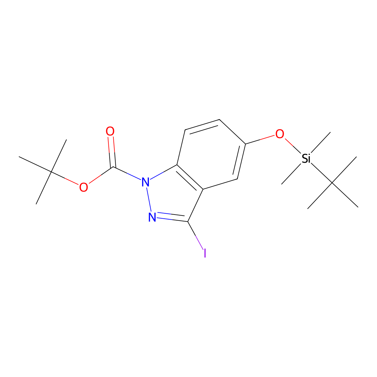 tert-Butyl 5-((tert-butyldimethylsilyl)oxy)-3-iodo-1H-indazole-1-carboxylate molecular structure, CAS 1426425-58-2