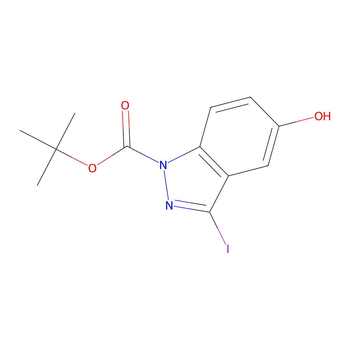tert-Butyl 5-hydroxy-3-iodo-1H-indazole-1-carboxylate molecular structure, CAS 1426425-59-3