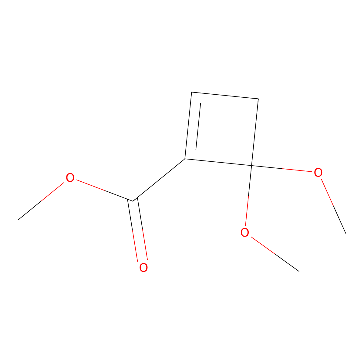 4,4-Dimethoxycyclobutene-1-carboxylic acid methyl ester molecular structure, CAS 142645-58-7