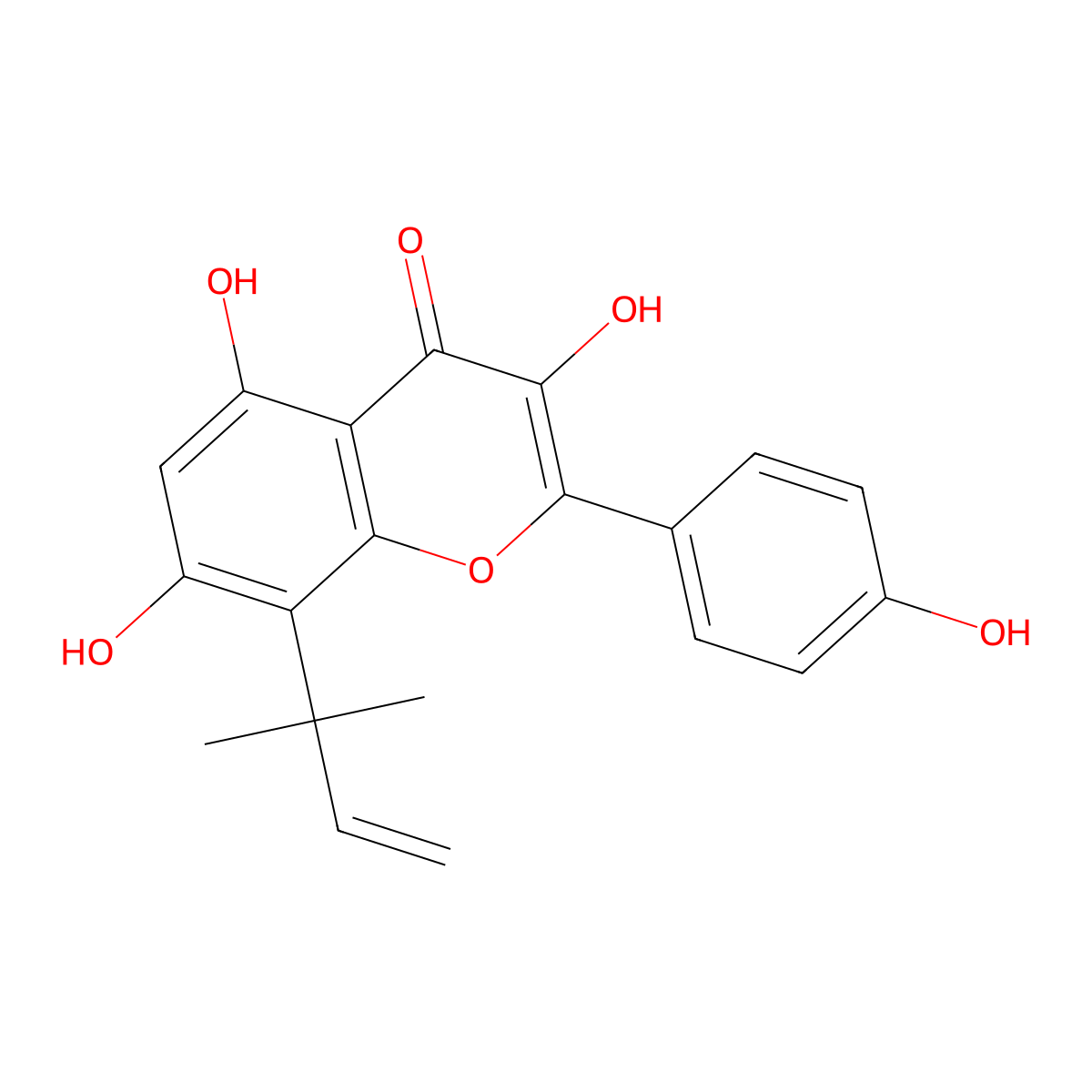8-(1,1-Dimethyl-2-propenyl)kaempferol molecular structure, CAS 142646-43-3