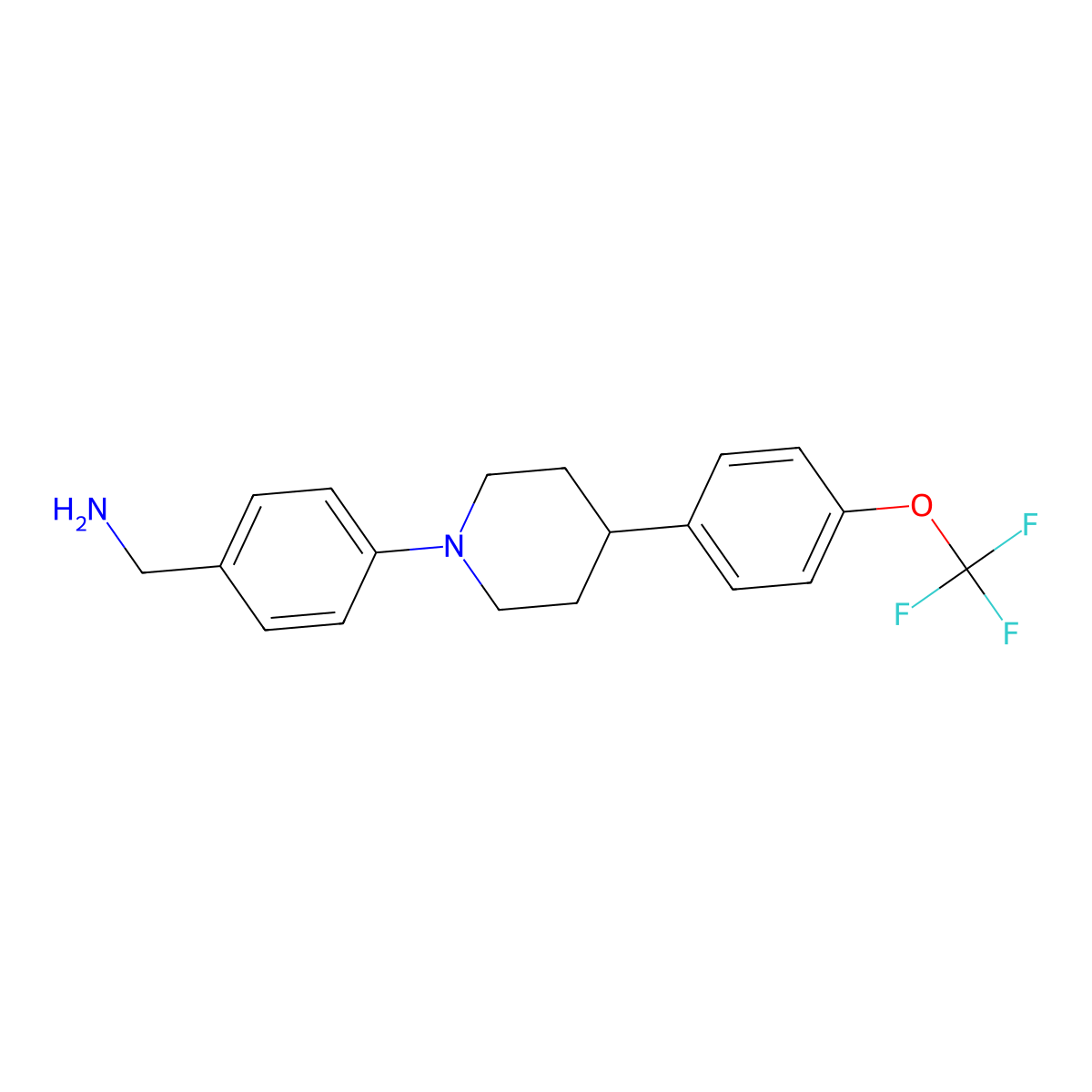 Benzenemethanamine, 4-[4-[4-(trifluoromethoxy)phenyl]-1-piperidinyl]- molecular structure, CAS 1426520-69-5