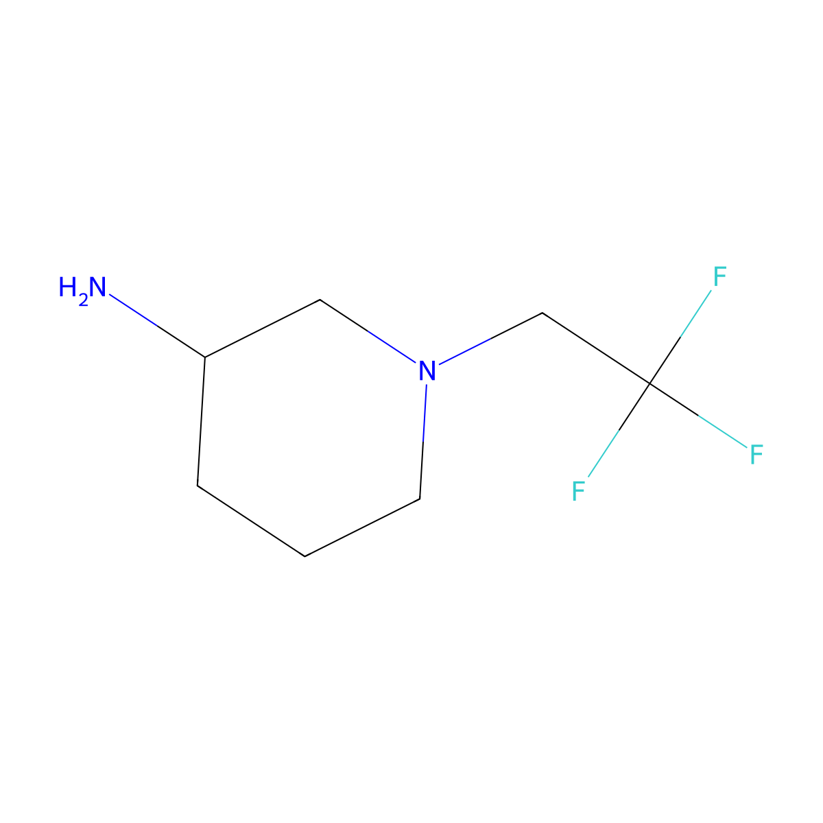 R 1-(2,2,2-Trifluoro-ethyl)-piperidin-3-ylamine molecular structure, CAS 1426523-56-9