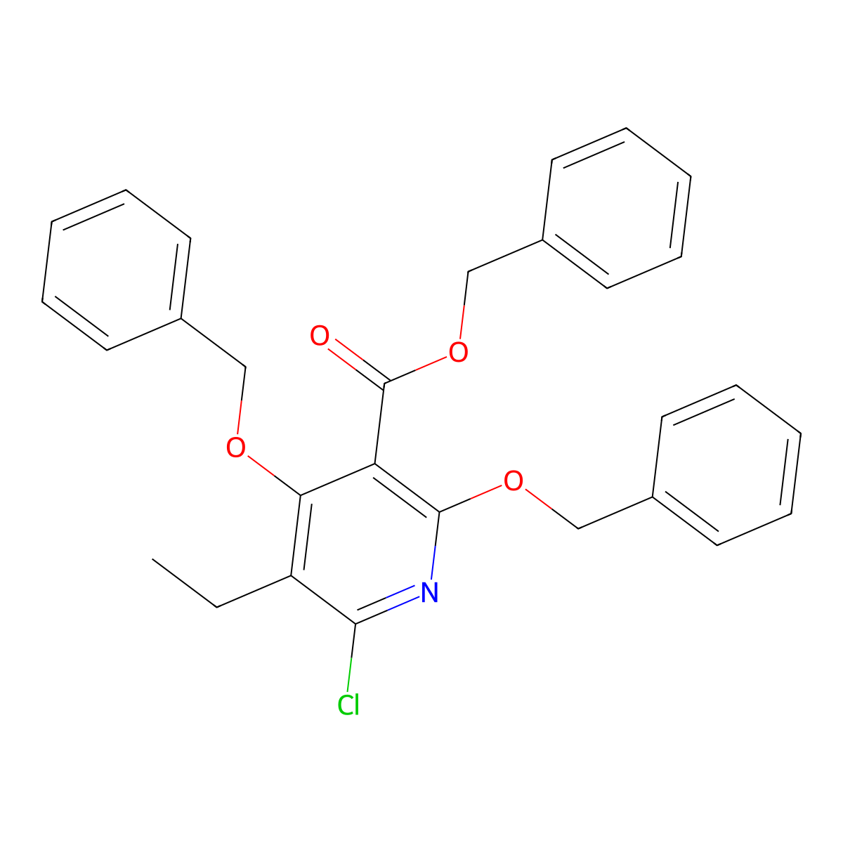 Benzyl 2,4-bis(benzyloxy)-6-chloro-5-ethylnicotinate molecular structure, CAS 1426530-29-1