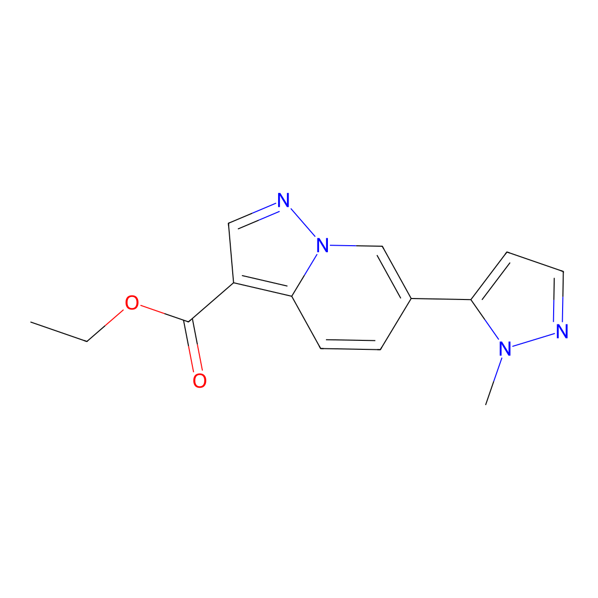 Ethyl 6-(1-methyl-1H-pyrazol-5-yl)pyrazolo[1,5-a]pyridine-3-carboxylate molecular structure, CAS 1426531-67-0