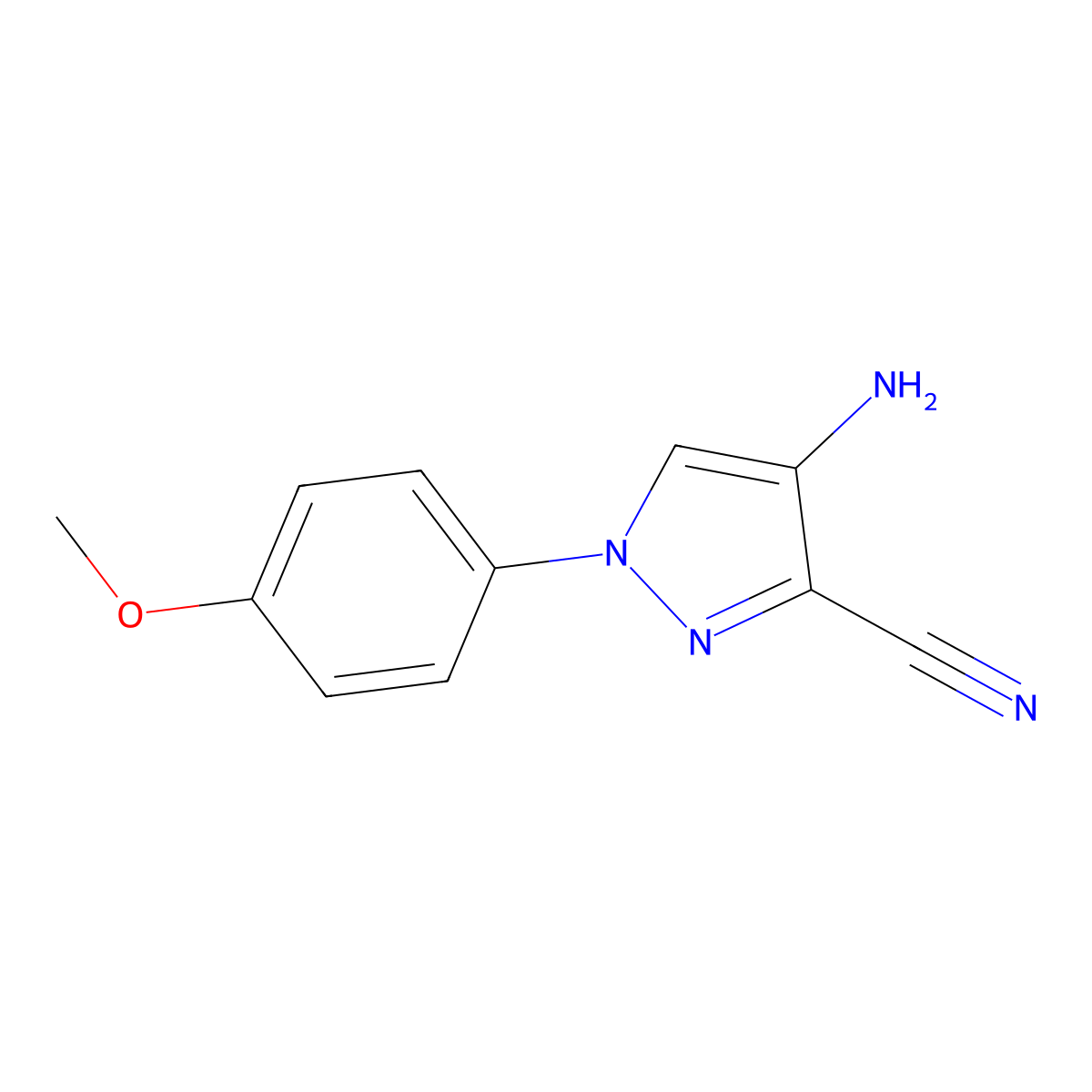 4-Amino-1-(4-methoxyphenyl)-1H-pyrazole-3-carbonitrile molecular structure, CAS 1426541-61-8