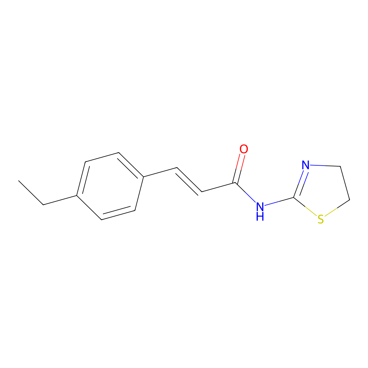 (E)-N-(4,5-dihydro-1,3-thiazol-2-yl)-3-(4-ethylphenyl)prop-2-enamide molecular structure, CAS 1426576-80-8