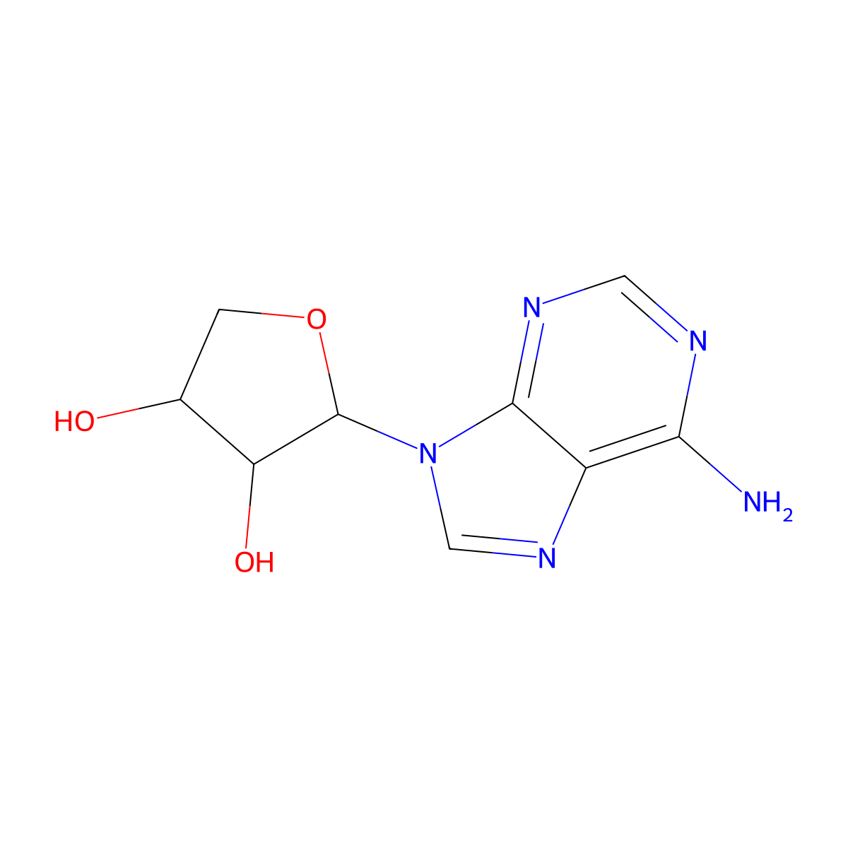 (2R,3R,4S)-2-(6-Amino-9H-purin-9-yl)oxolane-3,4-diol molecular structure, CAS 14266-03-6