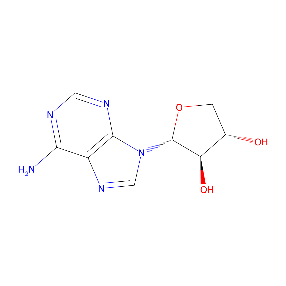 (2R,3R,4S)-2-(6-Amino-9H-purin-9-yl)oxolane-3,4-diol molecular structure, CAS 14266-03-6