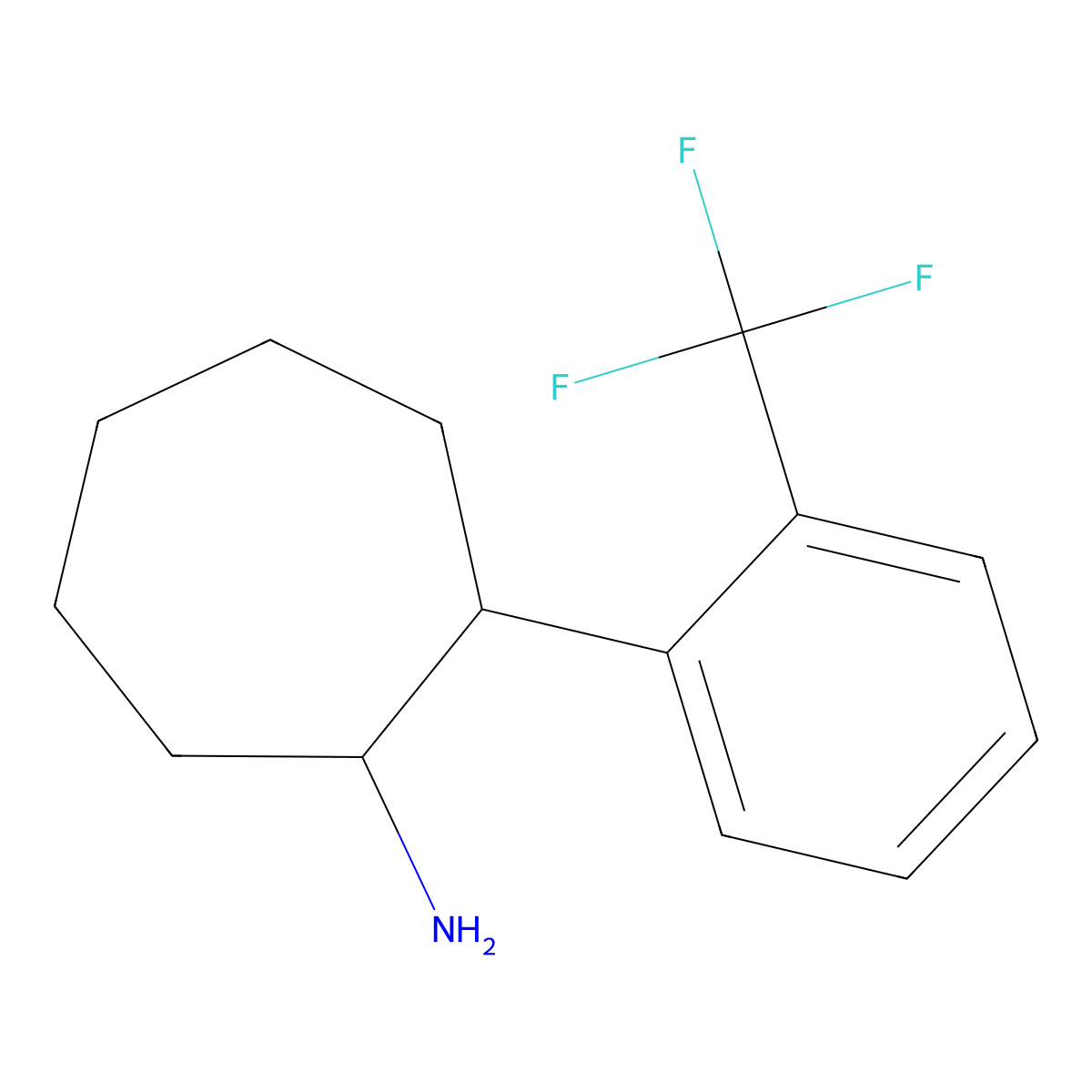 2-[2-(Trifluoromethyl)phenyl]cycloheptan-1-amine molecular structure, CAS 1426654-41-2