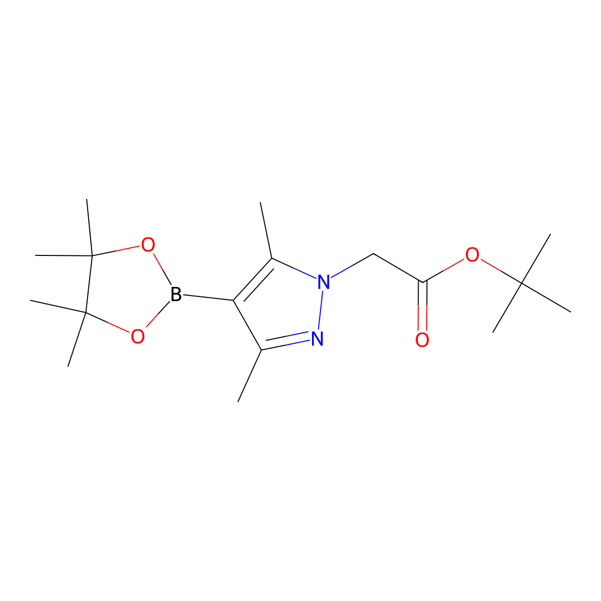 [3,5-Dimethyl-4-(4,4,5,5-tetramethyl-[1,3,2]dioxaborolan-2-yl)-pyrazol-1-yl]-acetic acid tert-butyl ester molecular structure, CAS 1426671-41-1