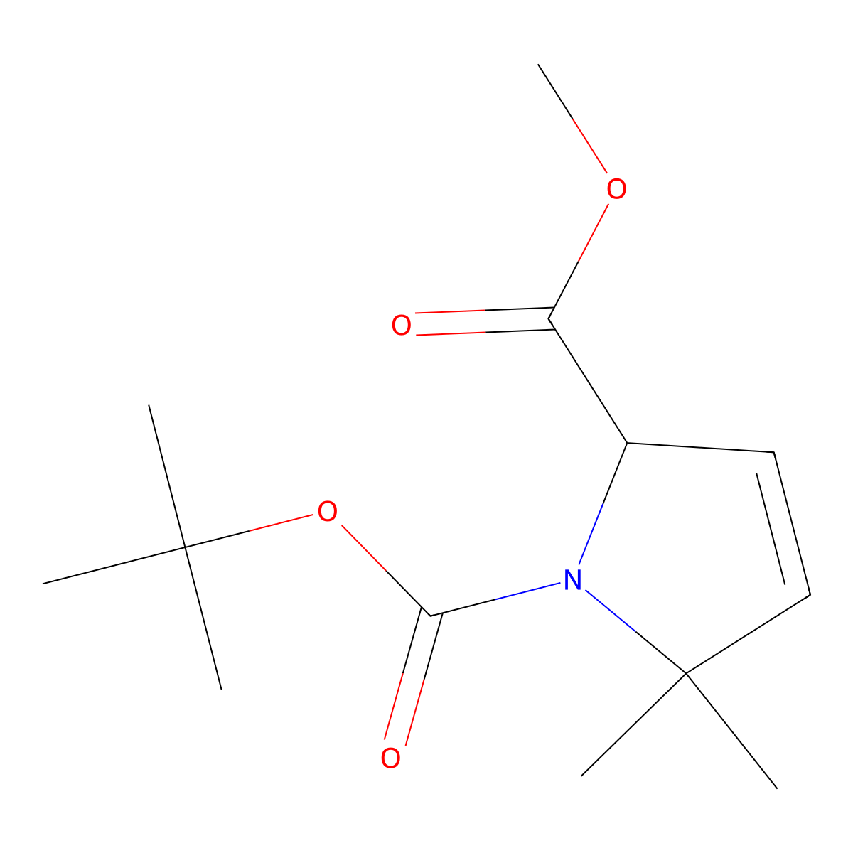 1-tert-butyl 2-methyl 5,5-dimethyl-2,5-dihydro-1H-pyrrole-1,2-dicarboxylate molecular structure, CAS 1426680-67-2