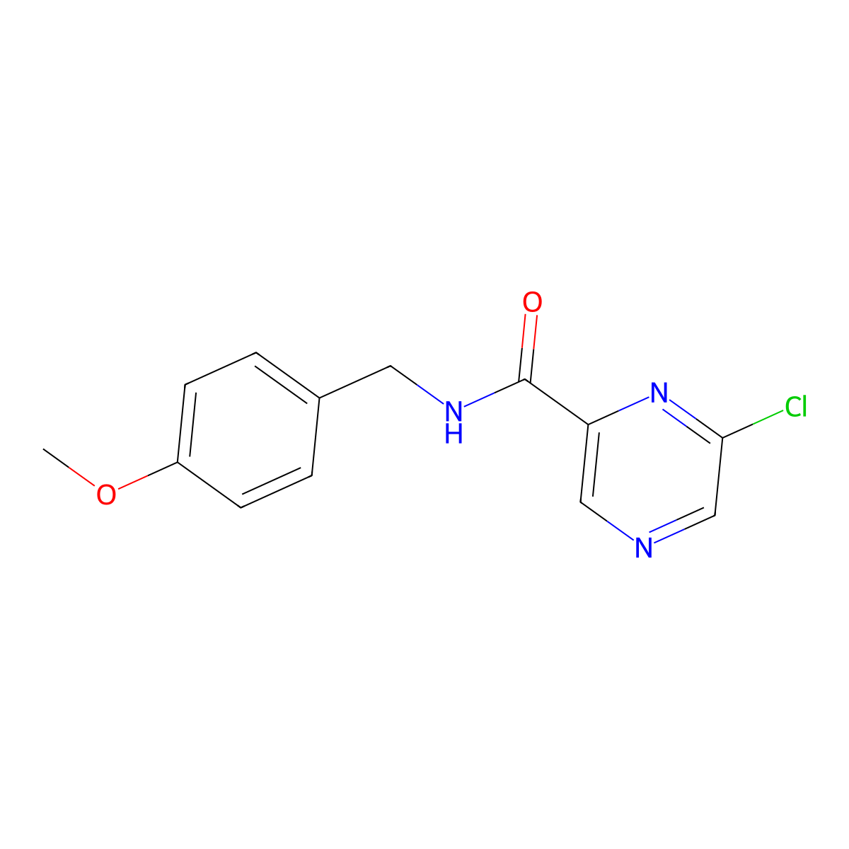 6-Chloro-N-(4-methoxybenzyl)pyrazine-2-carboxamide molecular structure, CAS 1426690-36-9