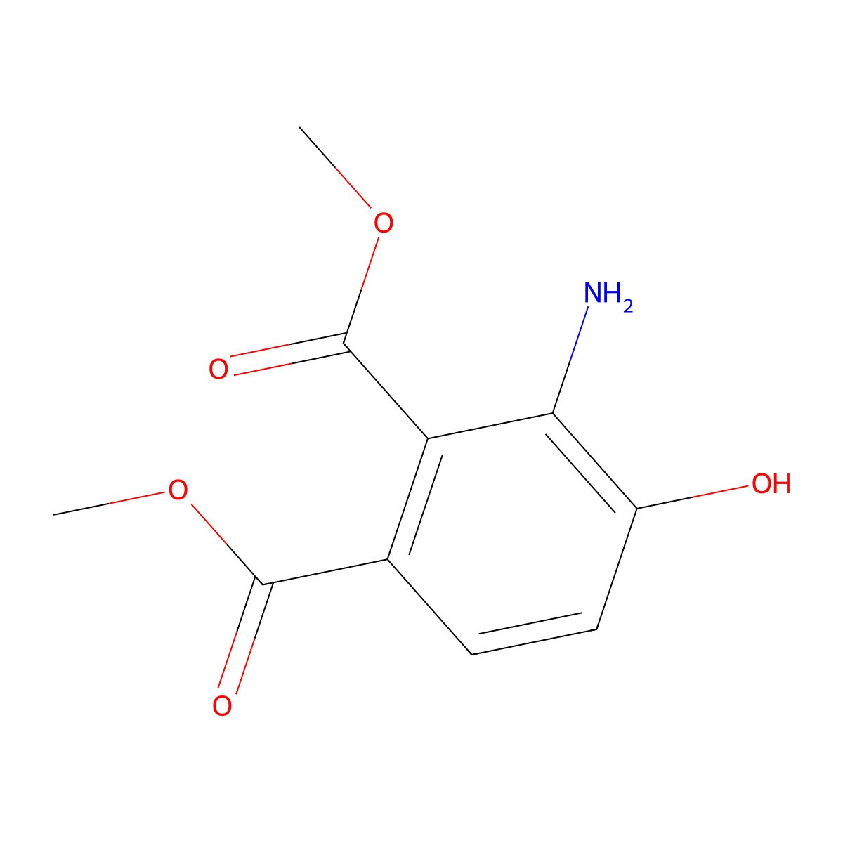 Dimethyl 3-amino-4-hydroxyphthalate molecular structure, CAS 142671-52-1