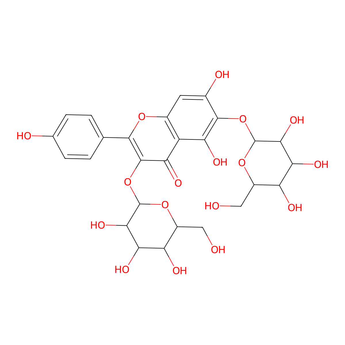 6-Hydroxykaempferol 3,6-diglucoside molecular structure, CAS 142674-16-6