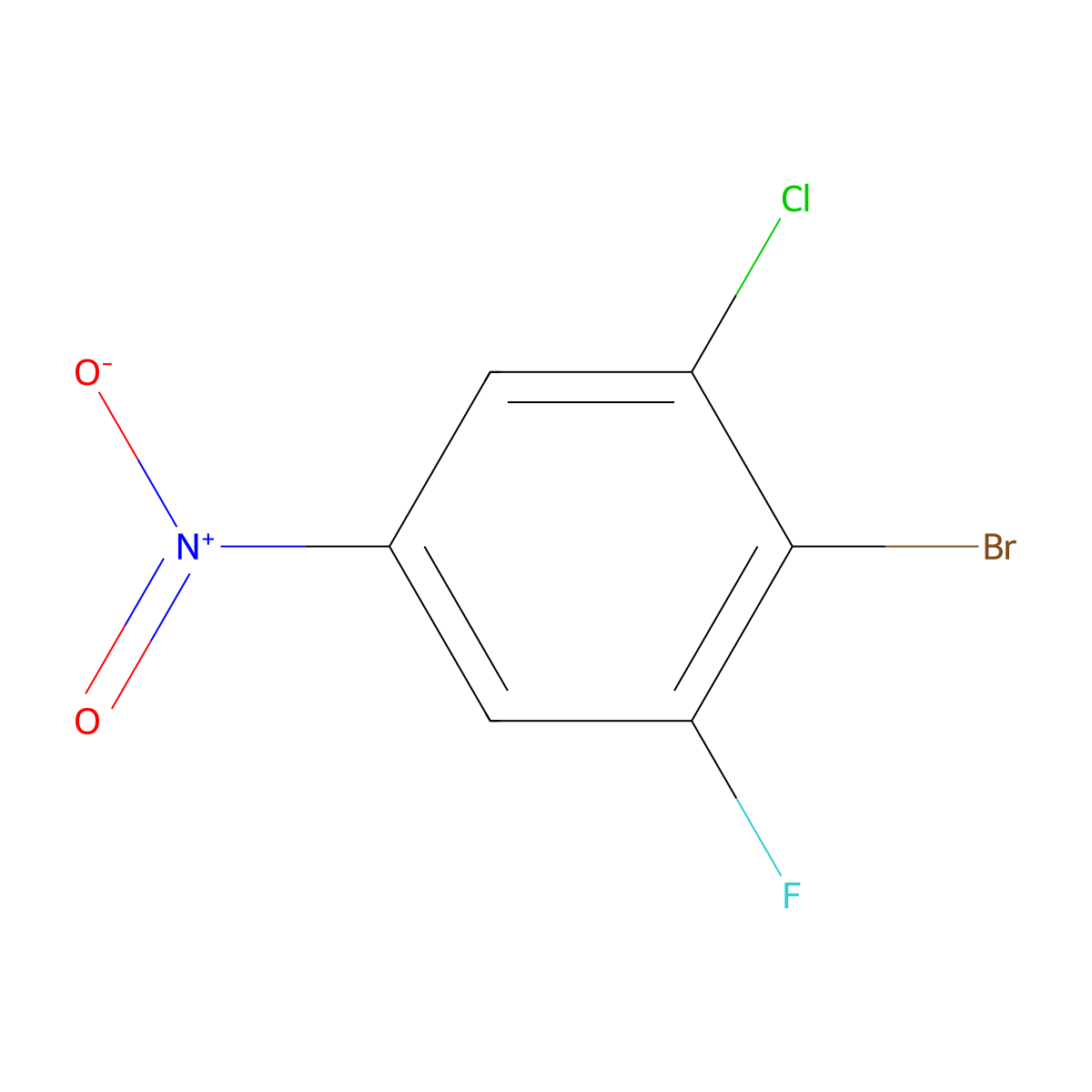 2-Bromo-1-chloro-3-fluoro-5-nitrobenzene molecular structure, CAS 1426805-15-3