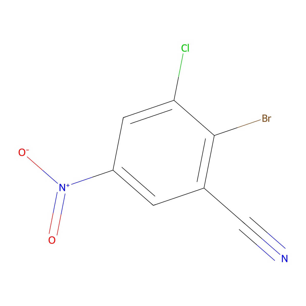 2-Bromo-3-chloro-5-nitrobenzonitrile molecular structure, CAS 1426805-54-0
