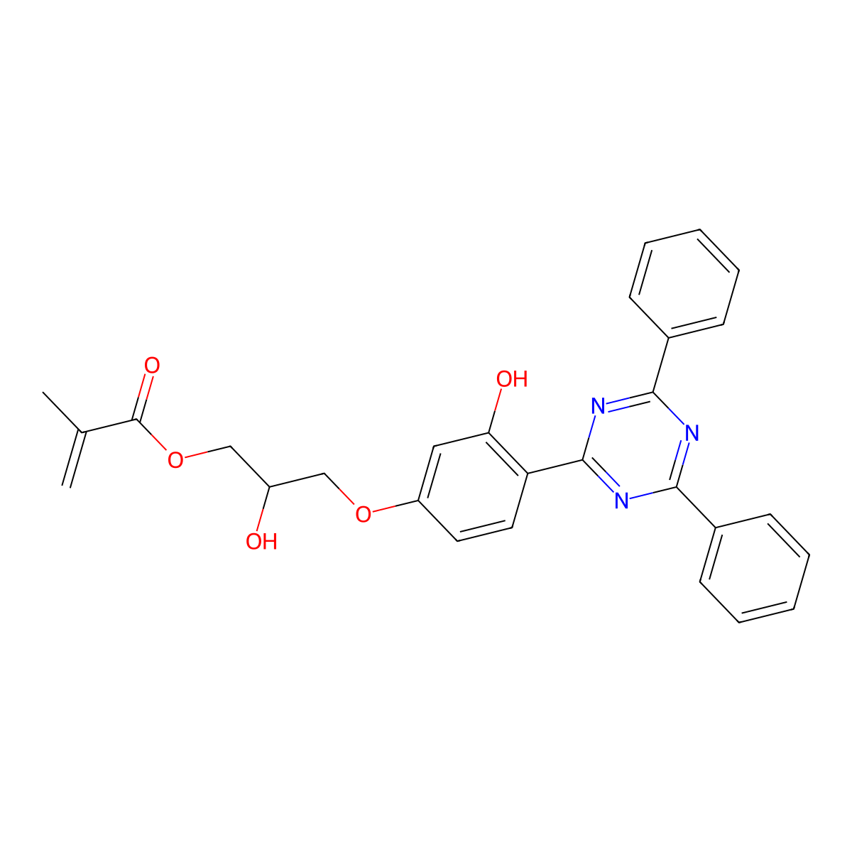 3-(4-(4,6-Diphenyl-1,3,5-triazin-2-yl)-3-hydroxyphenoxy)-2-hydroxypropyl methacrylate molecular structure, CAS 1426819-43-3