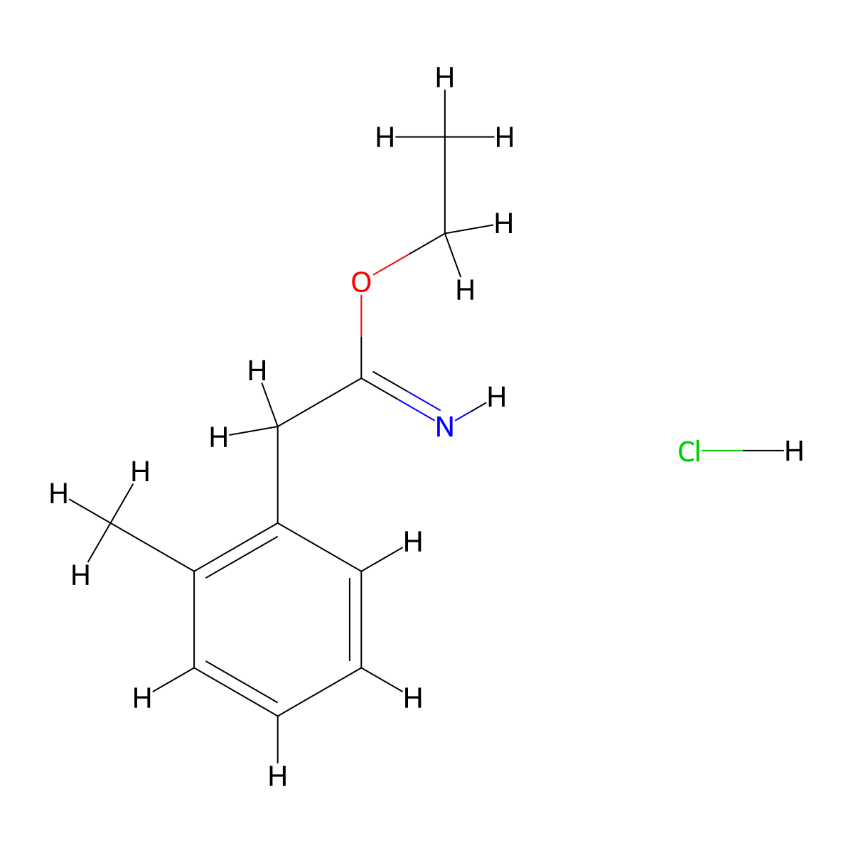 Ethyl 2-(2-methylphenyl)ethanimidate--hydrogen chloride (1/1) molecular structure, CAS 142682-67-5