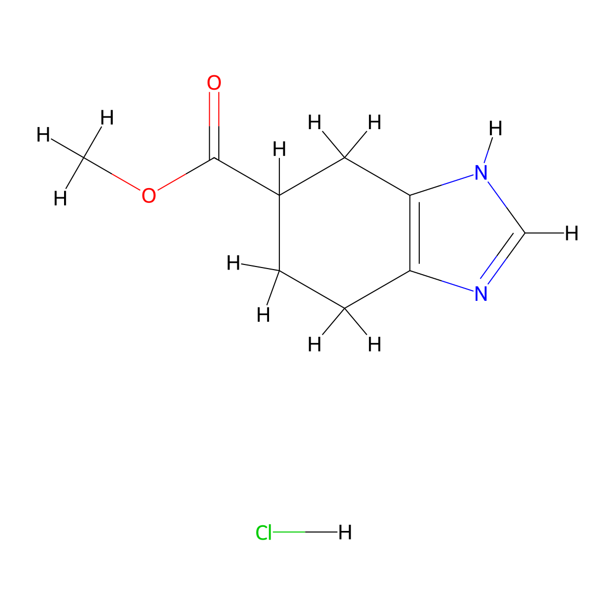 methyl 4,5,6,7-tetrahydro-1H-1,3-benzodiazole-5-carboxylate hydrochloride molecular structure, CAS 1426827-13-5
