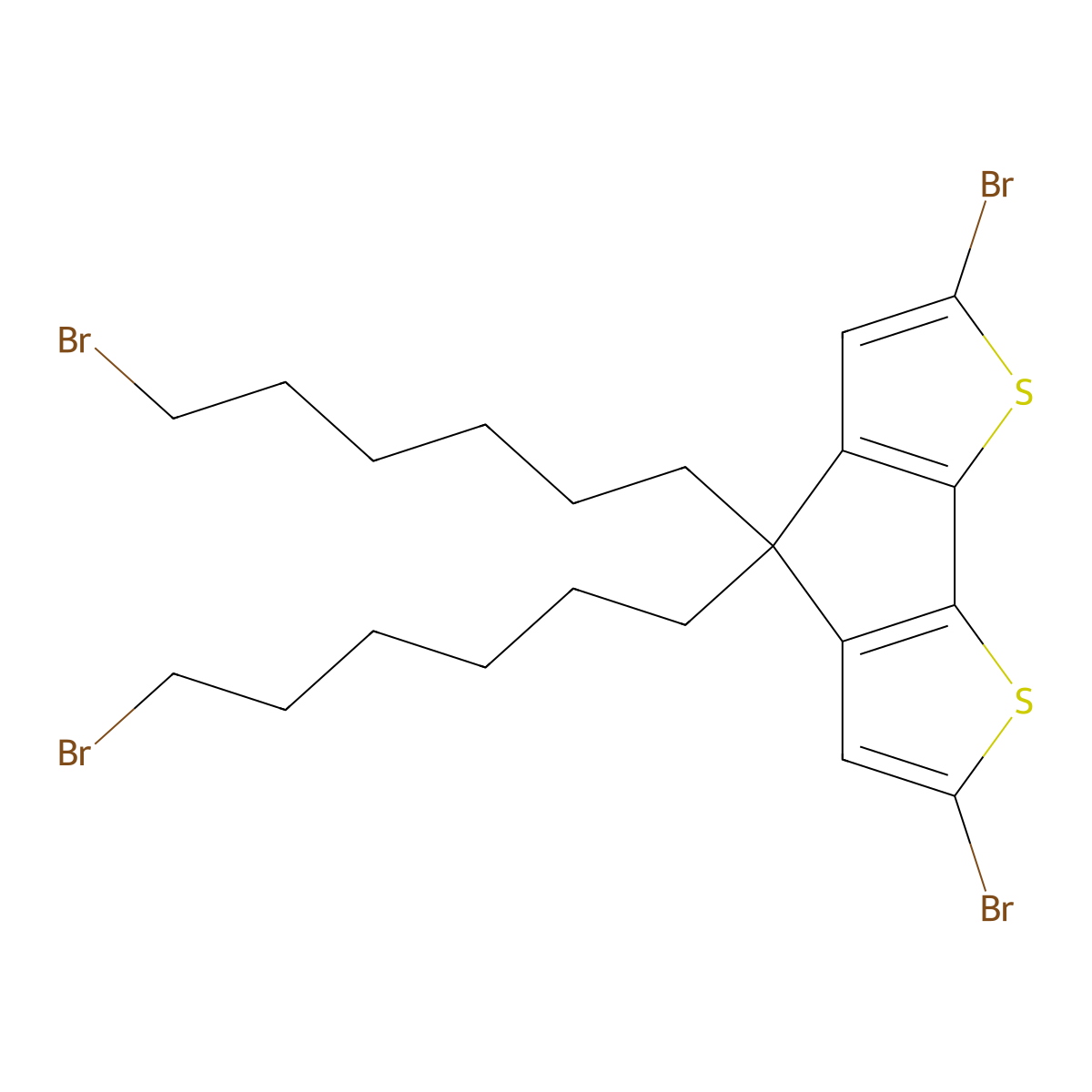 2,6-Dibromo-4,4-bis(6-bromohexyl)-4H-cyclopenta[1,2-b:5,4-b']dithiophene molecular structure, CAS 1426829-76-6