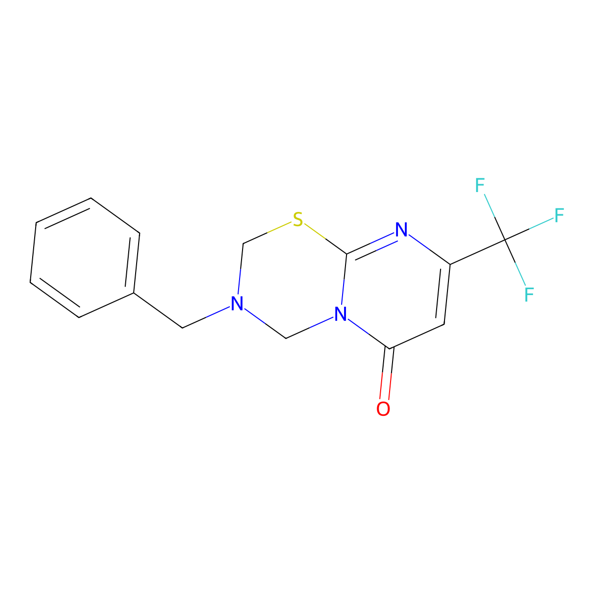 3-Benzyl-8-(trifluoromethyl)-3,4-dihydropyrimido[2,1-b][1,3,5]thiadiazin-6(2H)-one molecular structure, CAS 1426894-90-7