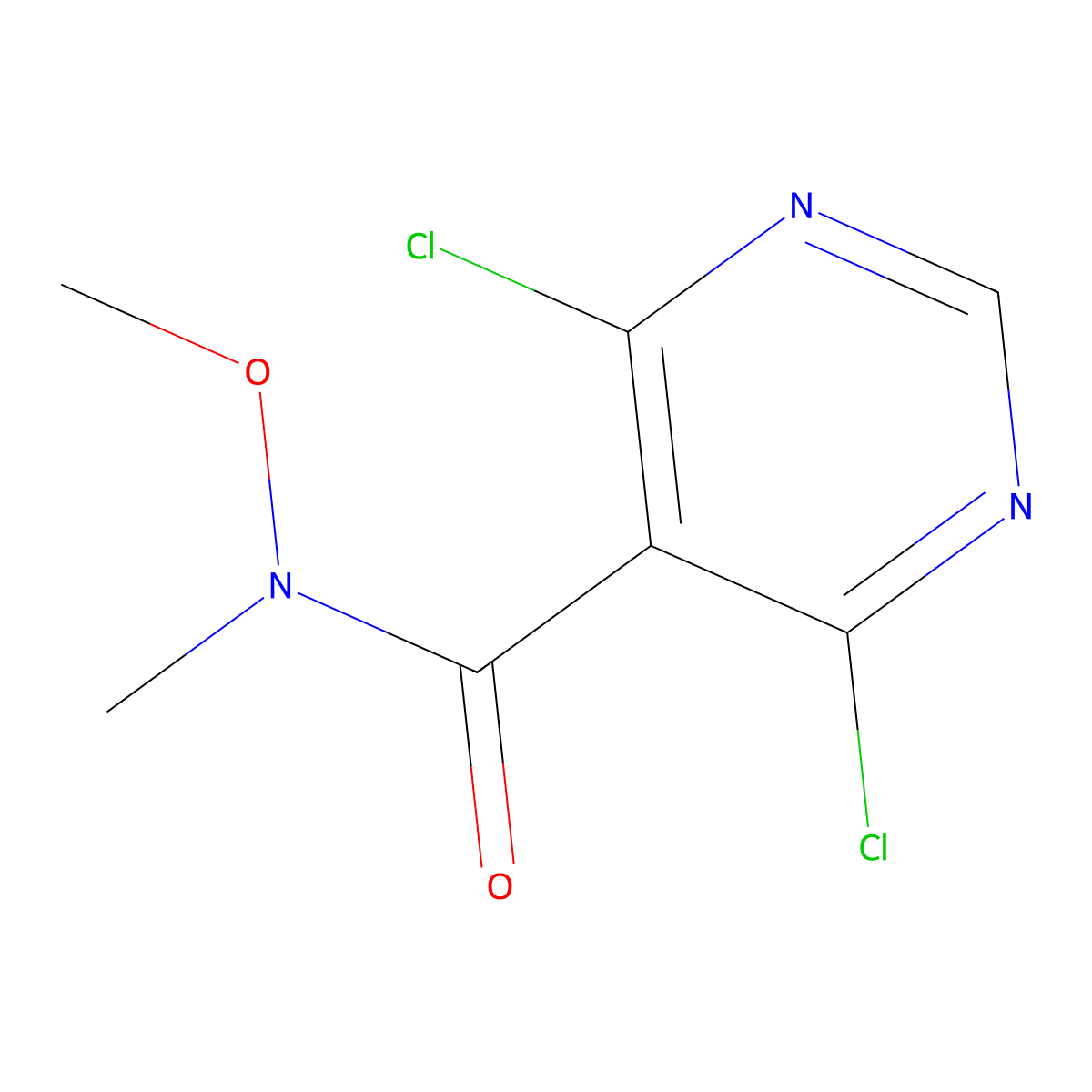 4,6-dichloro-N-methoxy-N-methylpyrimidine-5-carboxamide molecular structure, CAS 1426904-70-2