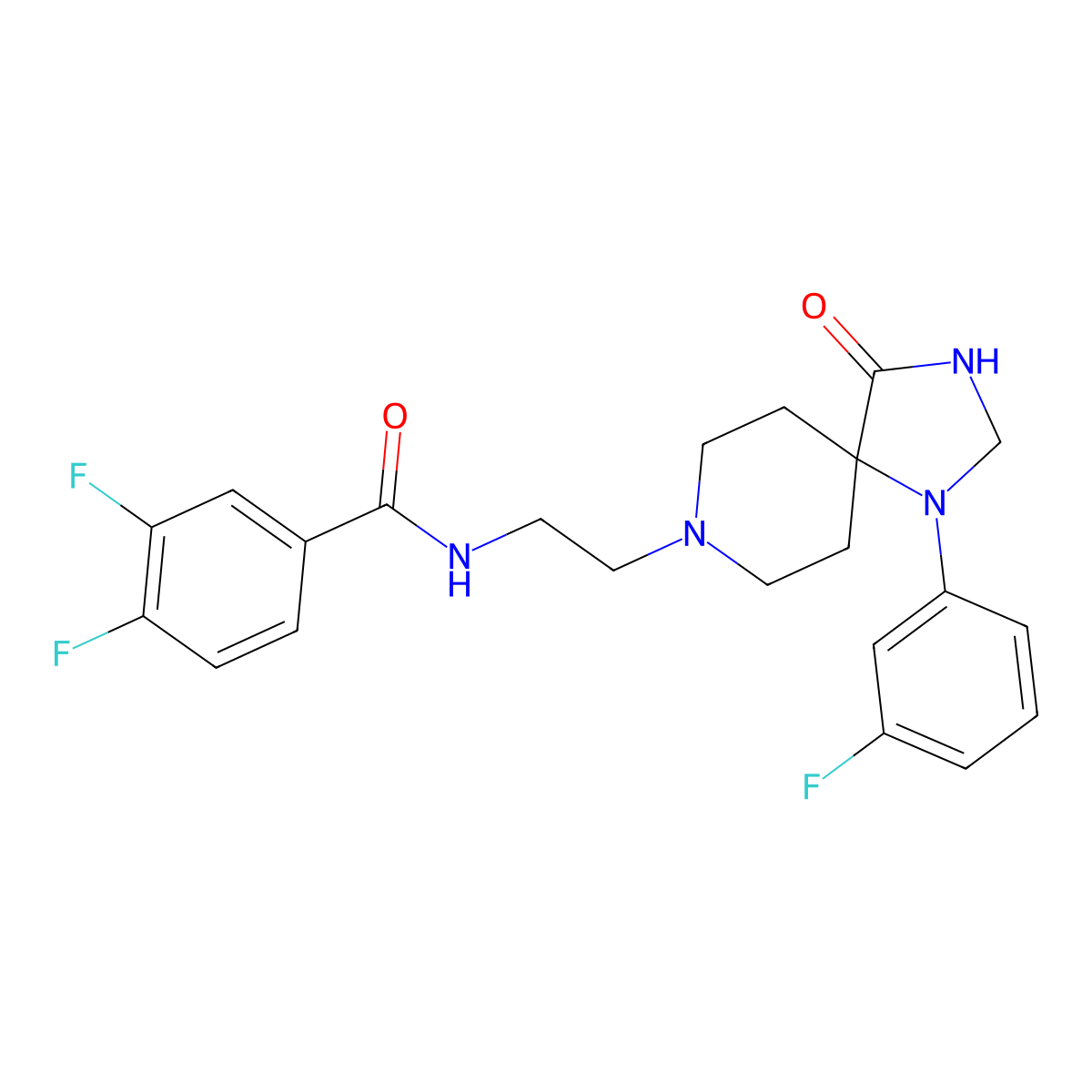 3,4-Difluoro-N-{2-[1-(3-fluorophenyl)-4-oxo-1,3,8-triazaspiro[4.5]decan-8-YL]ethyl}benzamide molecular structure, CAS 1426916-02-0