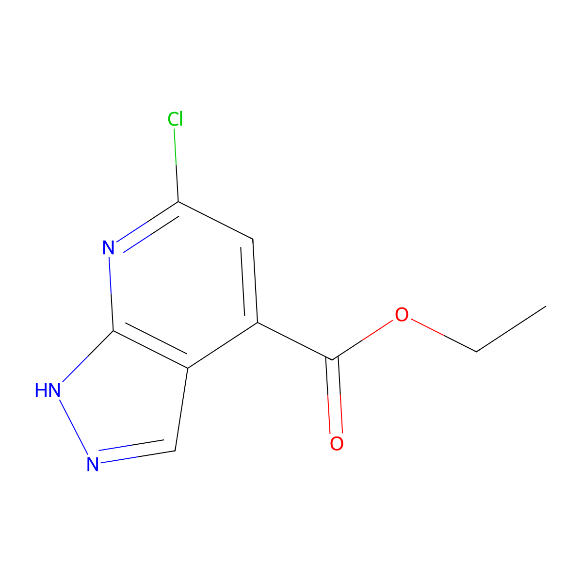 ethyl 6-chloro-1H-pyrazolo(3,4-b)pyridine-4-carboxylate molecular structure, CAS 1426918-16-2