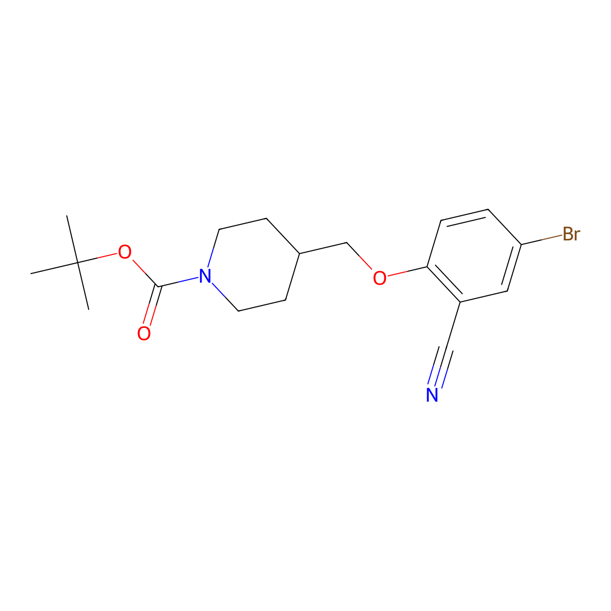 Tert-butyl 4-((4-bromo-2-cyanophenoxy)methyl)piperidine-1-carboxylate molecular structure, CAS 1426921-34-7