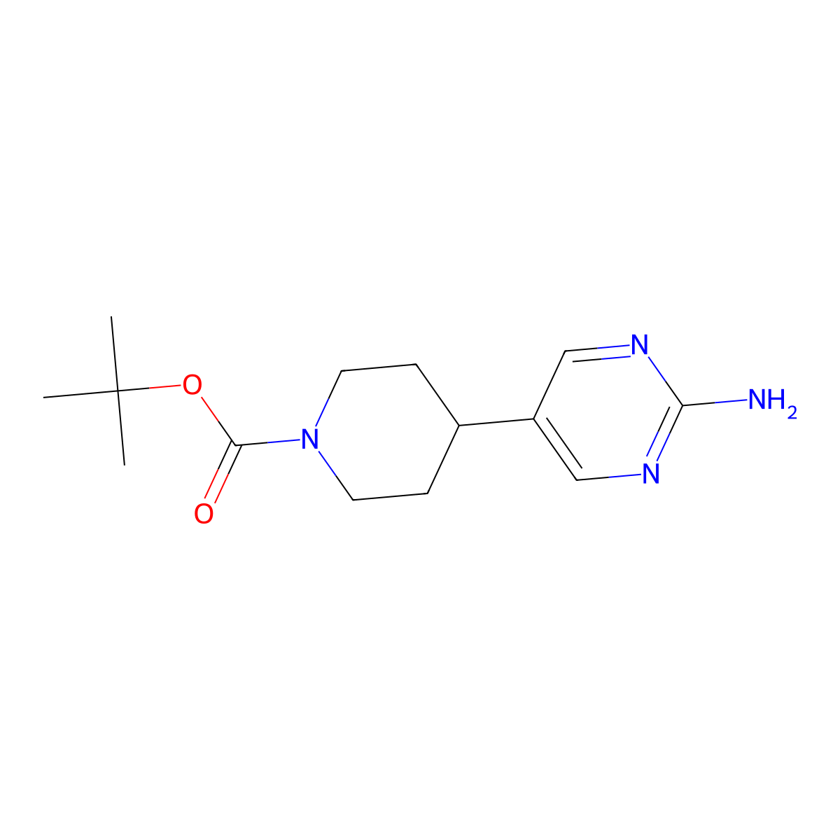 Tert-butyl 4-(2-aminopyrimidin-5-YL)piperidine-1-carboxylate molecular structure, CAS 1426921-46-1