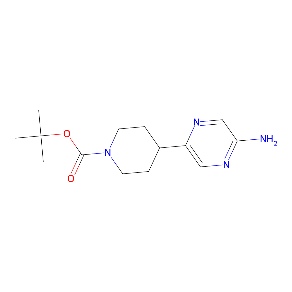 Tert-butyl 4-(5-aminopyrazin-2-yl)piperidine-1-carboxylate molecular structure, CAS 1426921-49-4