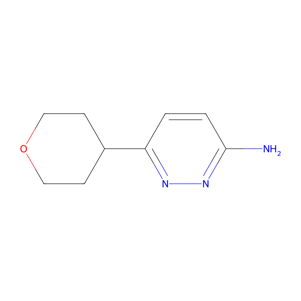 6-(Tetrahydro-2H-pyran-4-yl)-3-pyridazinamine molecular structure, CAS 1426921-57-4