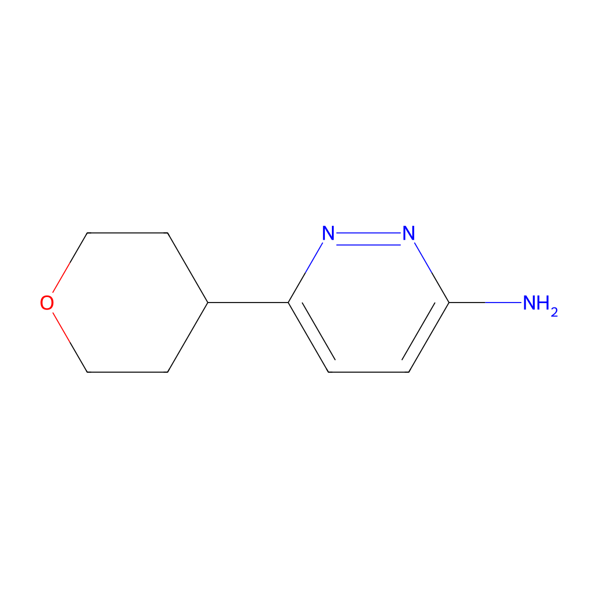 6-(Tetrahydro-2H-pyran-4-yl)-3-pyridazinamine molecular structure, CAS 1426921-57-4