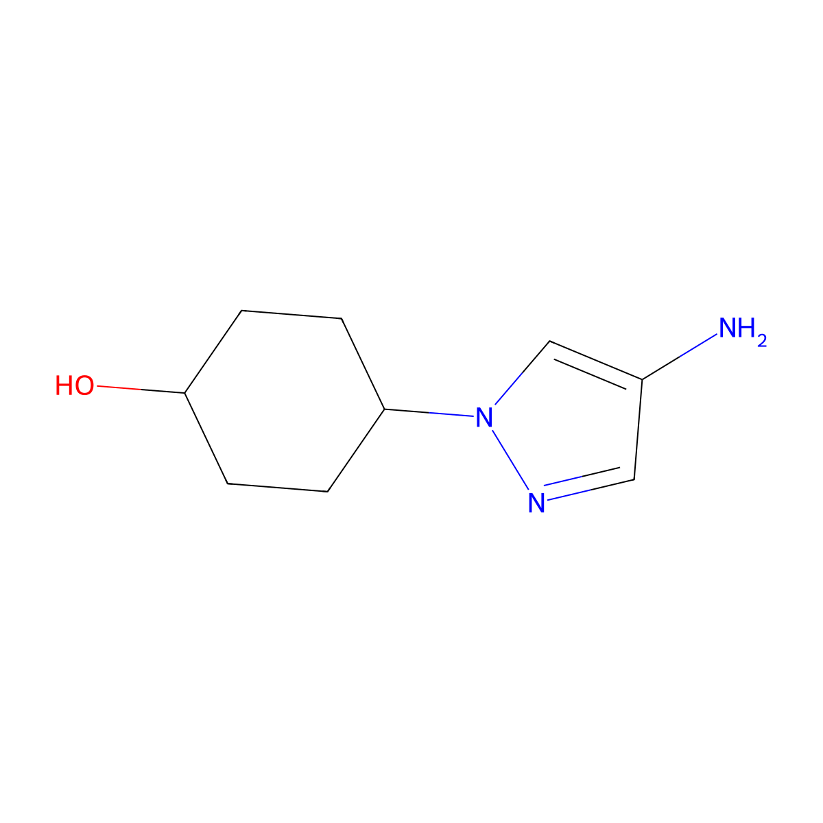 trans-4-(4-amino-1H-pyrazol-1-yl)cyclohexan-1-ol molecular structure, CAS 1426921-58-5