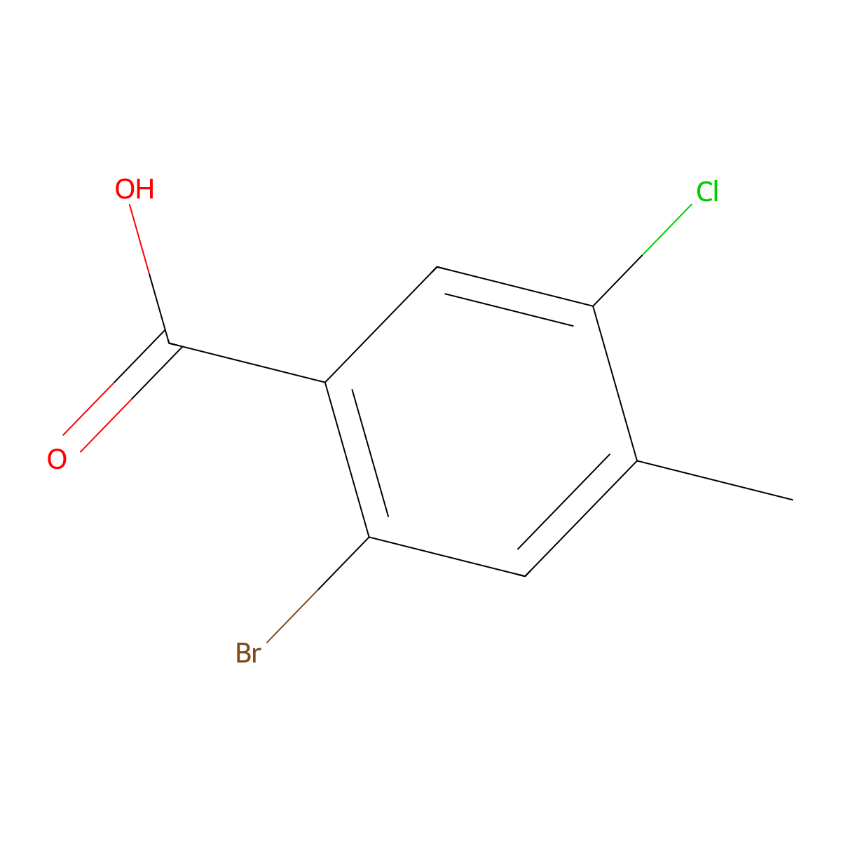 2-Bromo-5-chloro-4-methylbenzoic acid molecular structure, CAS 1426923-27-4
