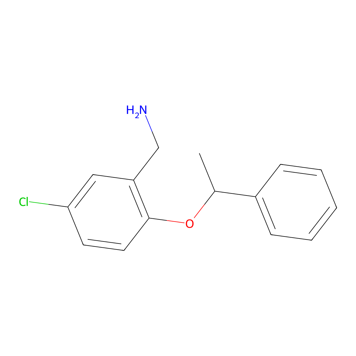 5-Chloro-2-(1-phenylethoxy)benzenemethanamine molecular structure, CAS 1426923-91-2