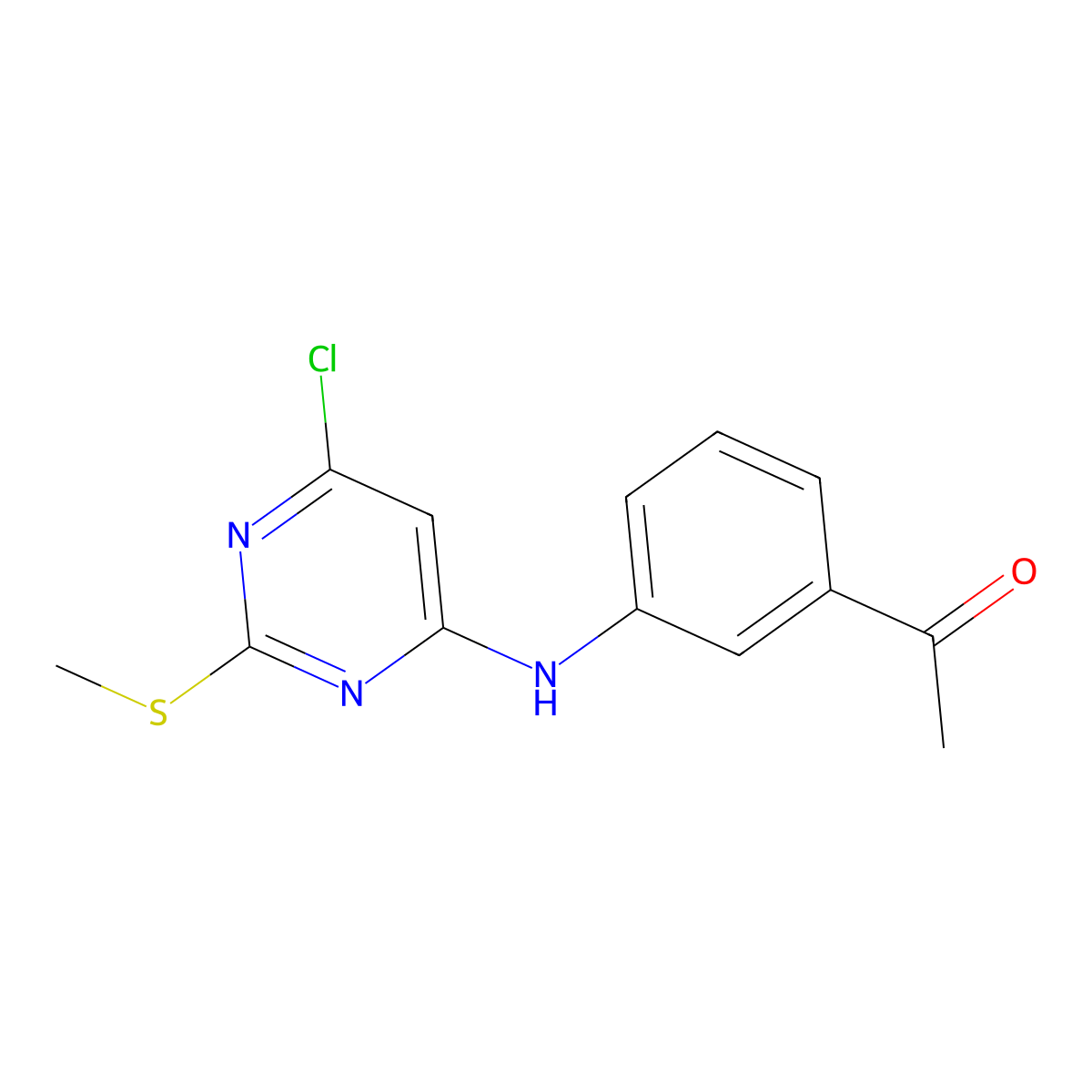 1-(3-{[6-Chloro-2-(methylsulfanyl)pyrimidin-4-yl]amino}phenyl)ethan-1-one molecular structure, CAS 1426935-68-3