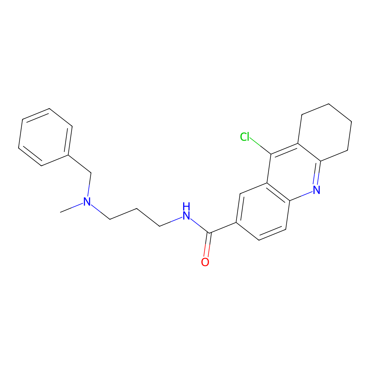 N-(3-(benzyl(methyl)amino)propyl)-9-chloro-5,6,7,8-tetrahydroacridine-2-carboxamide molecular structure, CAS 1426944-49-1