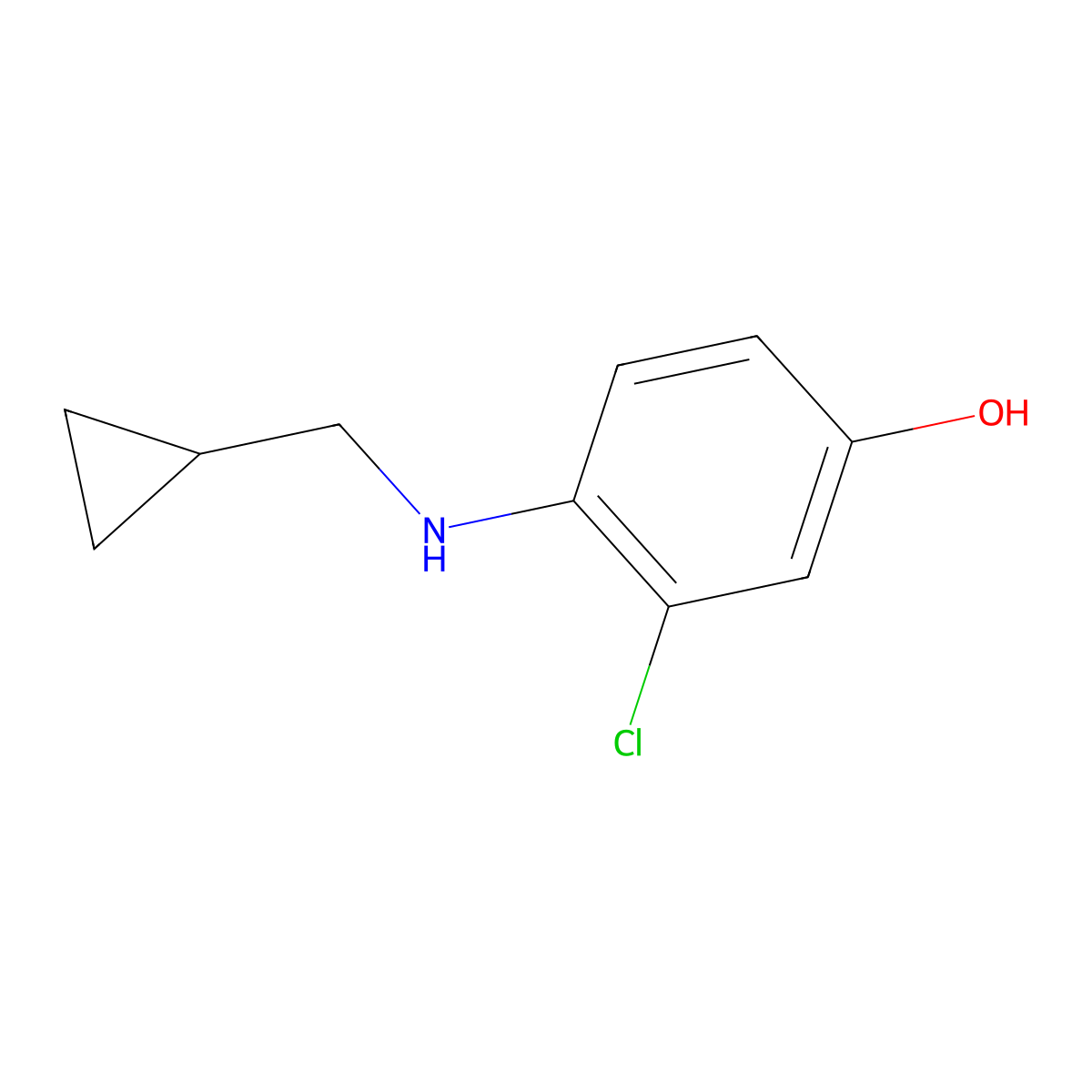 3-Chloro-4-(cyclopropylmethylamino)phenol molecular structure, CAS 1426952-32-0