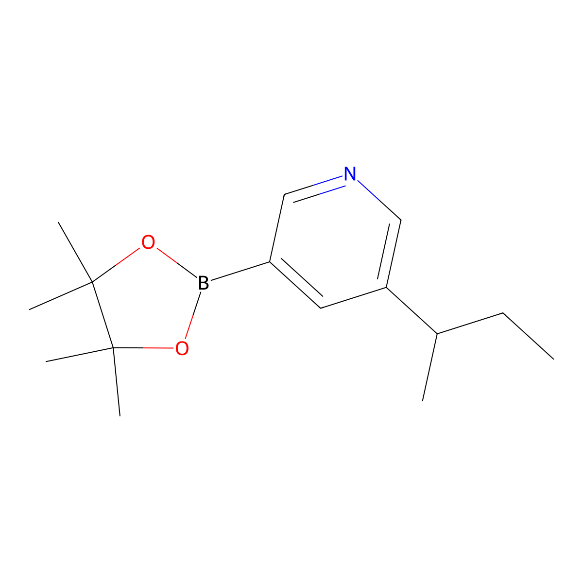 3-(Sec-butyl)-5-(4,4,5,5-tetramethyl-1,3,2-dioxaborolan-2-yl)pyridine molecular structure, CAS 1426957-77-8