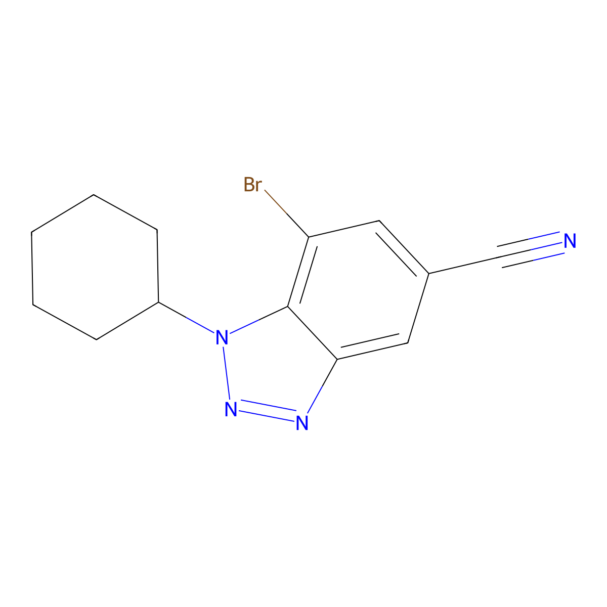 7-Bromo-1-cyclohexyl-1,2,3-benzotriazole-5-carbonitrile molecular structure, CAS 1426958-38-4
