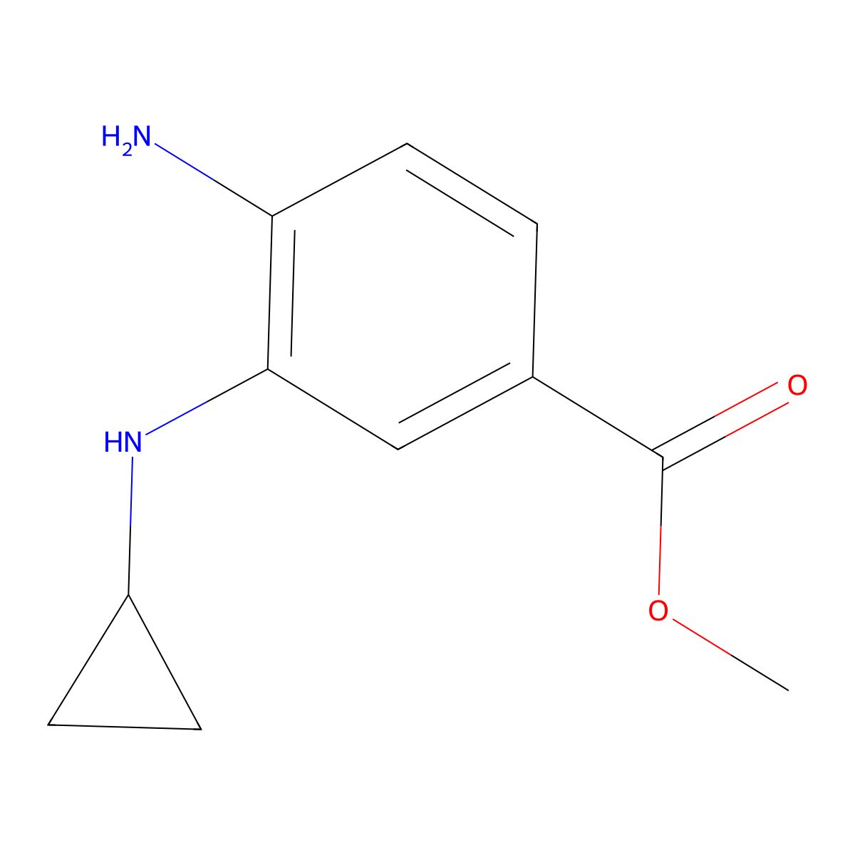 Methyl 4-amino-3-(cyclopropylamino)benzoate molecular structure, CAS 1426958-47-5