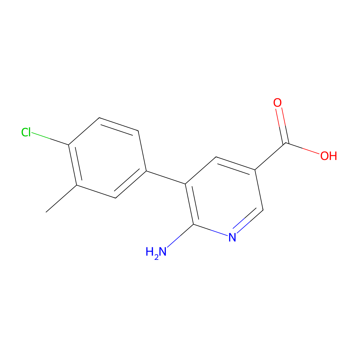 6-Amino-5-(4-chloro-3-methylphenyl)pyridine-3-carboxylic acid molecular structure, CAS 1426958-48-6