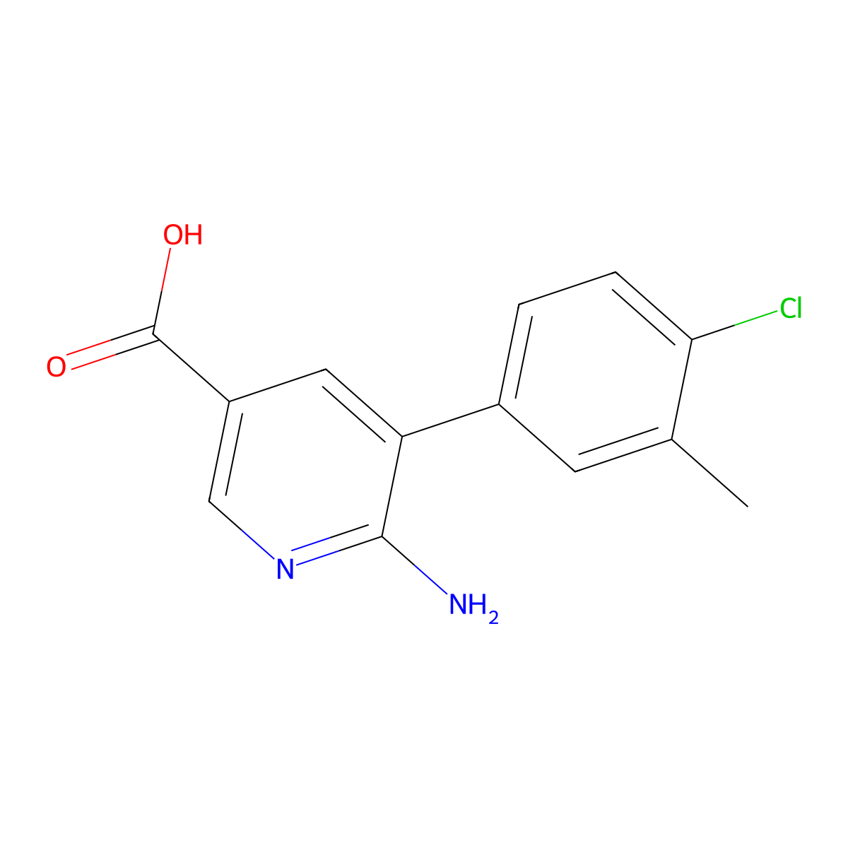 6-Amino-5-(4-chloro-3-methylphenyl)pyridine-3-carboxylic acid molecular structure, CAS 1426958-48-6