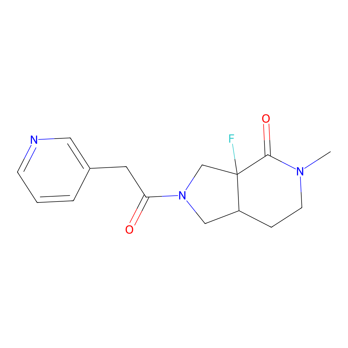 cis-3a-Fluoro-5-methyl-2-(2-(pyridin-3-yl)acetyl)hexahydro-1H-pyrrolo[3,4-c]pyridin-4(2H)-one molecular structure, CAS 1426959-33-2