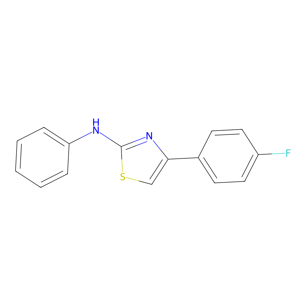 4-(4-Fluorophenyl)-N-phenyl-1,3-thiazol-2-amine molecular structure, CAS 1427-09-4