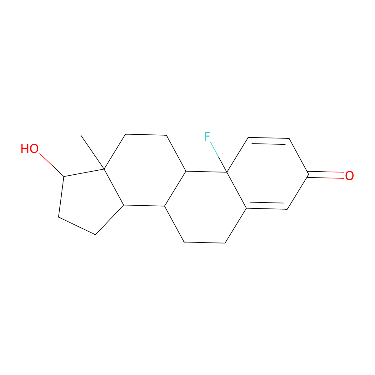 10Beta-fluoro-17beta-hydroxy-estra-1,4-dien-3-one molecular structure, CAS 1427-61-8
