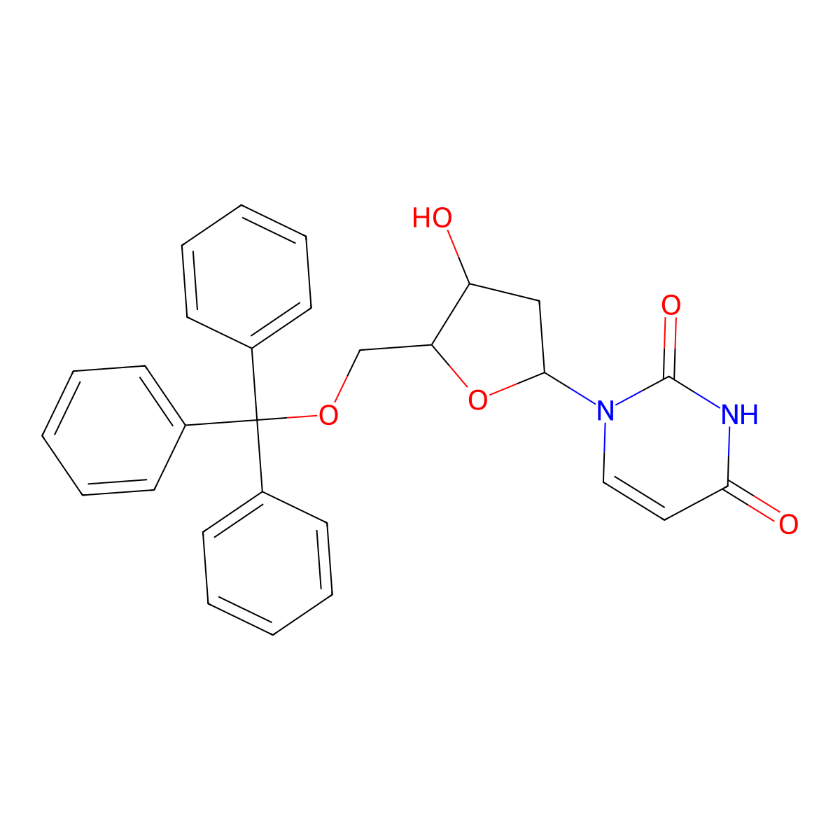 2'-Deoxy-5'-O-(triphenylmethyl)uridine molecular structure, CAS 14270-73-6