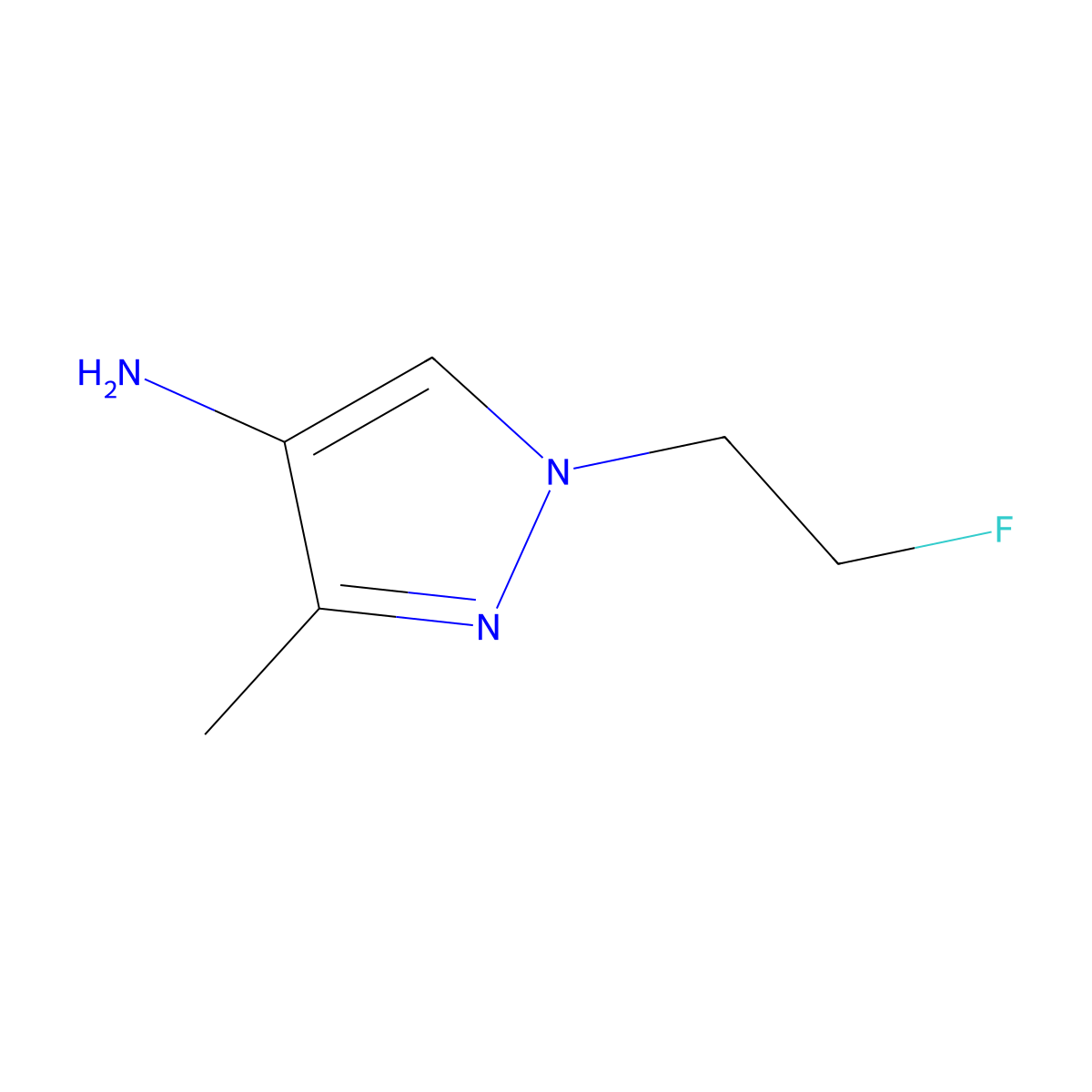 1-(2-fluoroethyl)-3-methyl-1H-pyrazol-4-amine molecular structure, CAS 1427010-60-3