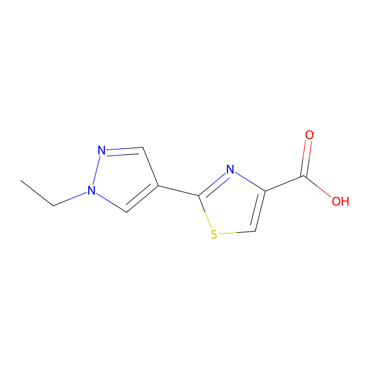 2-(1-Ethyl-1H-pyrazol-4-yl)thiazole-4-carboxylic acid molecular structure, CAS 1427011-15-1